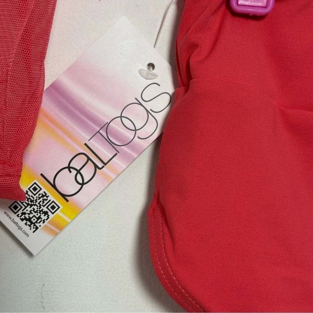 BalTogs High-Waist Mesh Crop Top and Briefs Set Coral Salmon Dance‎ Dancewear